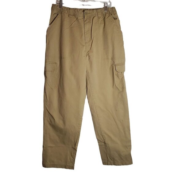 Magellan 36x32 * actual 34x30 Tan cargo pants 100% cotton Elastic waist Outdoor - Picture 1 of 9